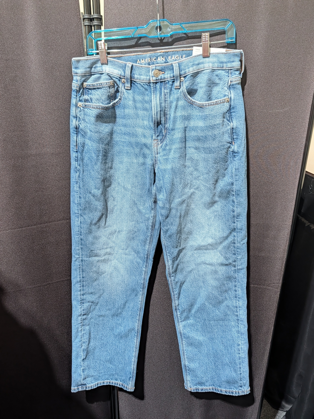 American Eagle Outfitters Blue Strigid Straight Leg Baggy Jeans